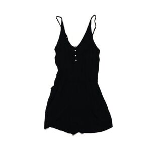 Maude Black Short Romper Size Large Sleeveless Pockets